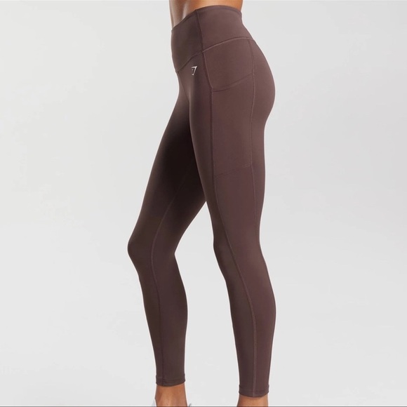 Gymshark Pocket Leggings in Chocolate Brown - Picture 1 of 6
